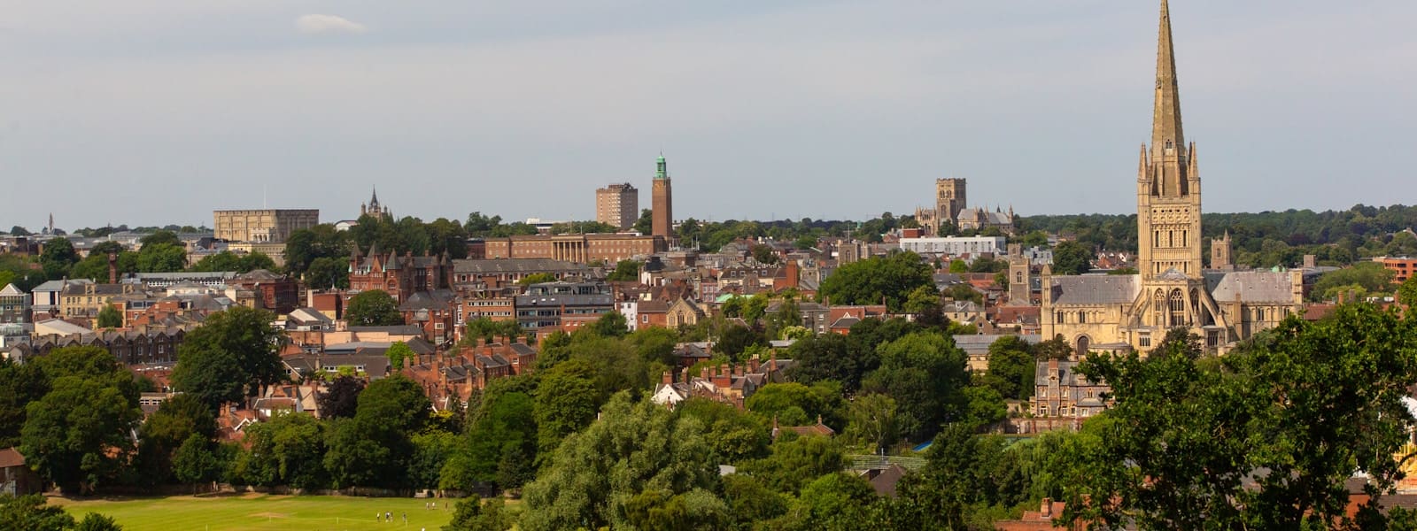 The Norwich skyline with the cathedral spire