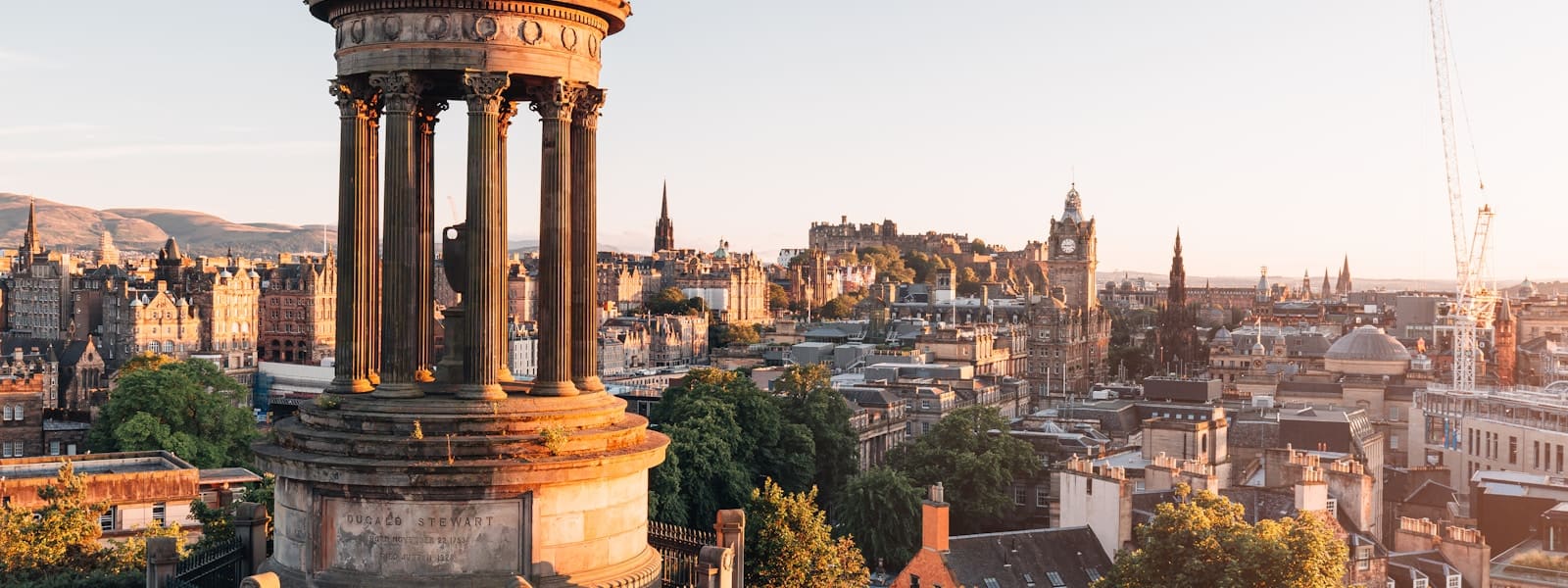 Edinburgh from Calton Hill, with the Dugald Stewart Monument