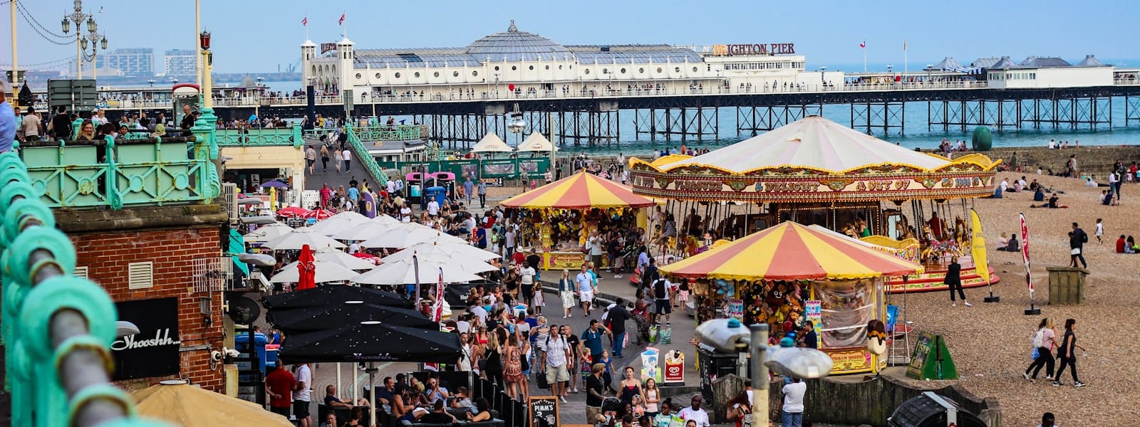 Brighton beach and the Palace Pier on a summer day