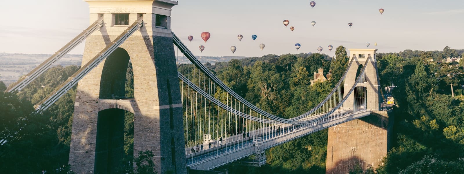 Hot-air balloons over the Clifton Suspension Bridge, Bristol